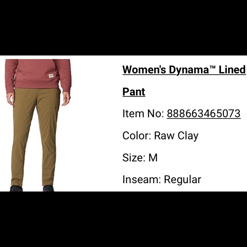 Mountain Hardware Dynama Lined Pant - Women’s Medium